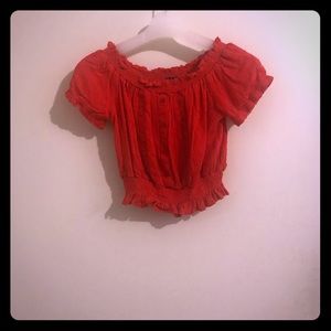 Red off-shoulder crop top